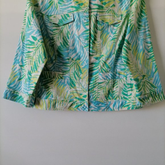 Lara Lane Womens Tropical Pattern 3/4 Sleeve Snap Button Shacket Jacket Size 16 - Picture 3 of 6